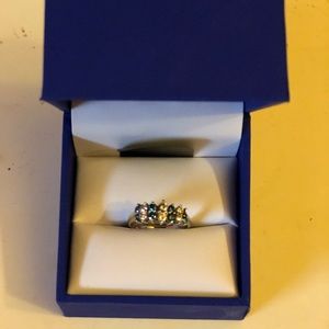 Authentic 10k blue and white diamond ring